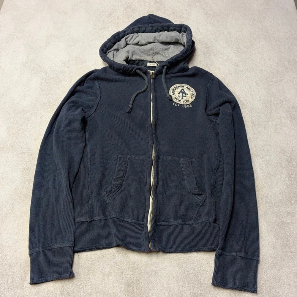 Y2K Abercrombie & Fitch Hoodie Muscle Fit Waffle Knit Thermal Full Zip Mens XL